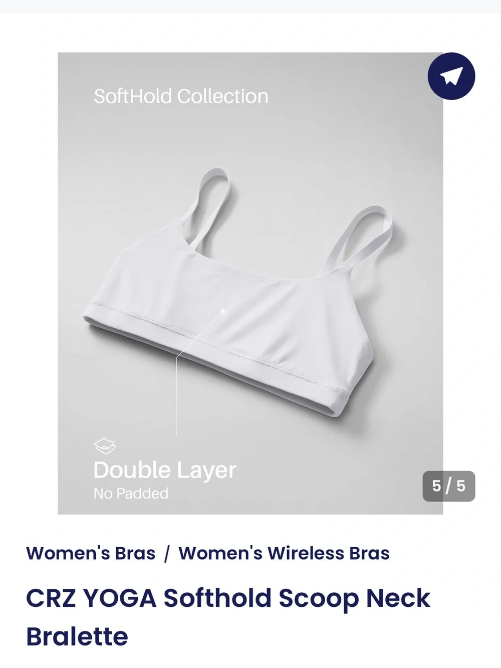 NWT CRZ YOGA Softhold Scoop Neck Bralette